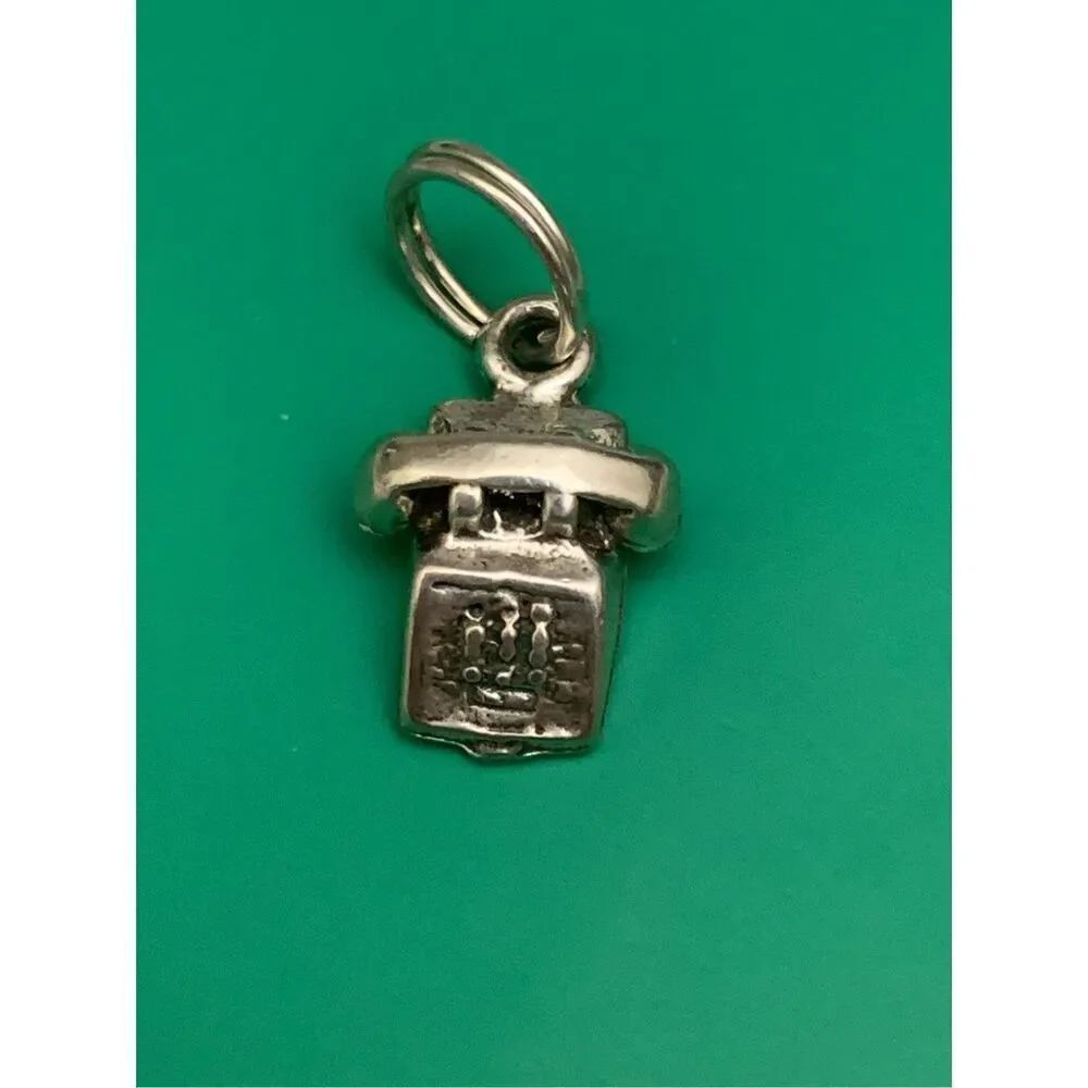 Phone from the past Sterling Silver Jewelry Charm #telephone